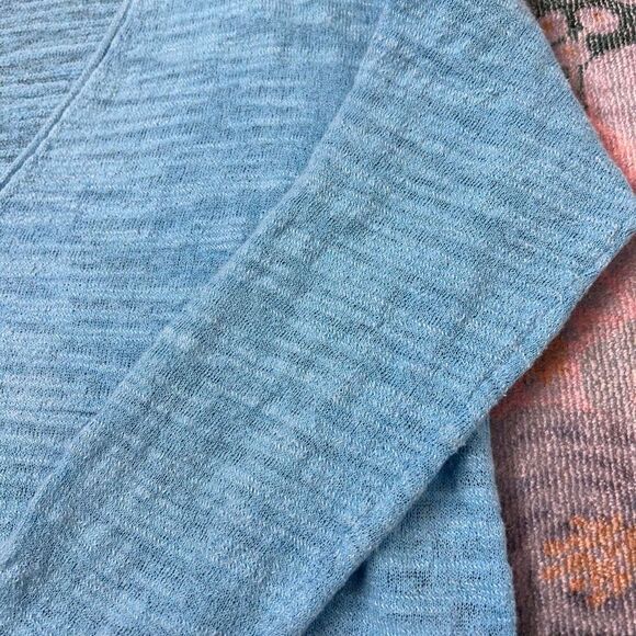 J. Crew Sweater Women XS Blue V-Neck Linen Blend Lightweight Oversized Slub Knit - Picture 4 of 14